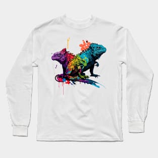 Colorful Iguana Art Long Sleeve T-Shirt